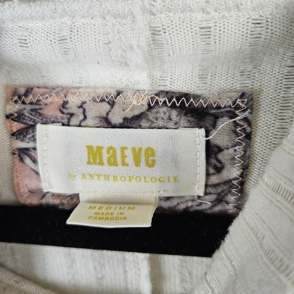 Anthropologie Maeve Sweater Womens Ribbed Knit Cream Oversized Cowl Neck M - Picture 4 of 8